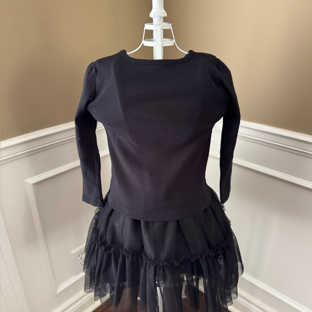 Black & Pink Cat Print Long Sleeved Top W/Black Tulle Skirt ~ Sz 4T - Picture 4 of 14